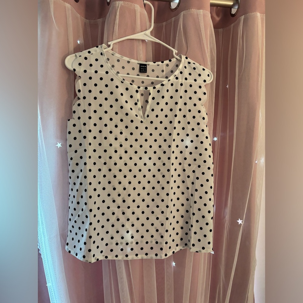 SHEIN Polka Dot Cutout Blouse